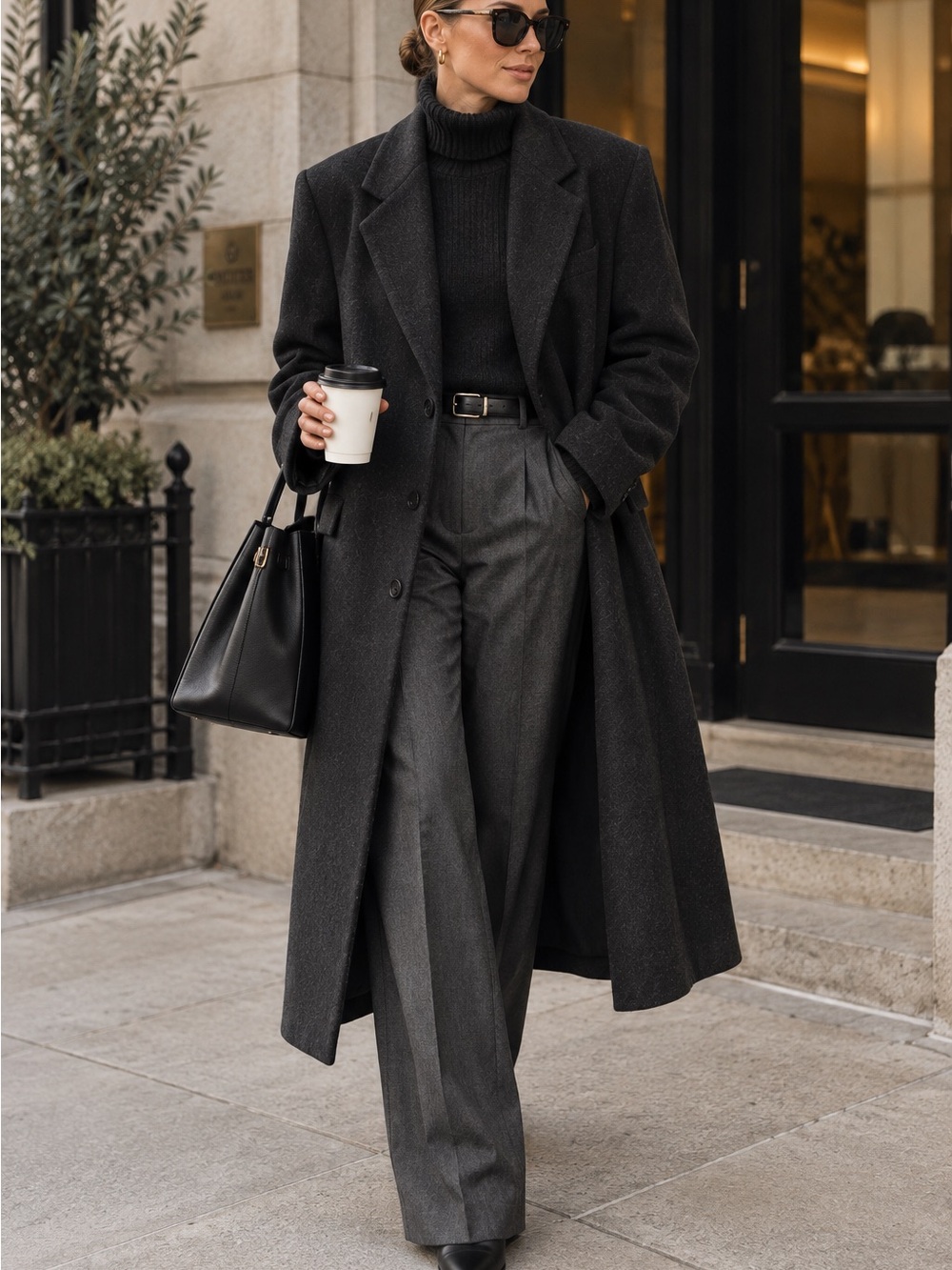 Jonathan Bryan Classics Wool Cashmere Overcoat Charcoal 42R Long Tailored Coat